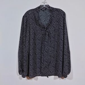 DKNY Black and White Polka Dot Blouse